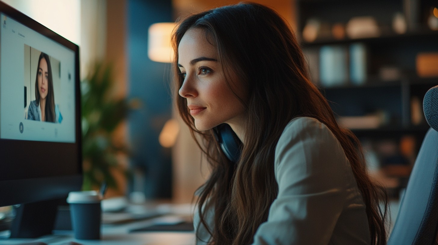 A girl having an online meeting